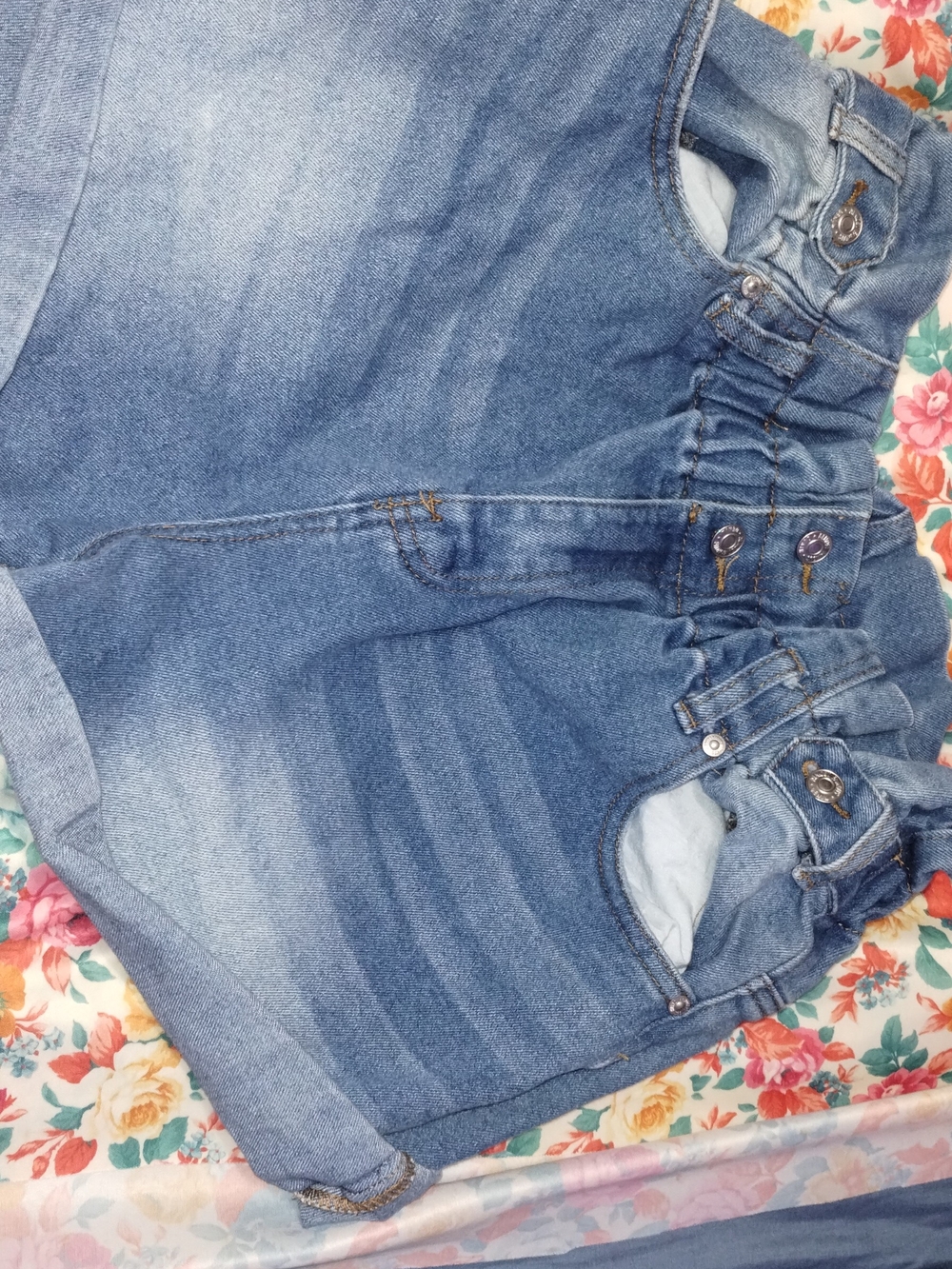 Almost Famous Light Blue Denim High Waisted Shorts with Double Button Detail
